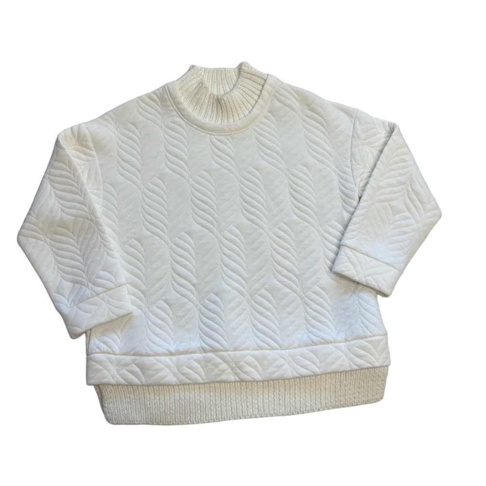 Bogner Quilted Sweatshirt with Sweater Knit Trim Mock Neck